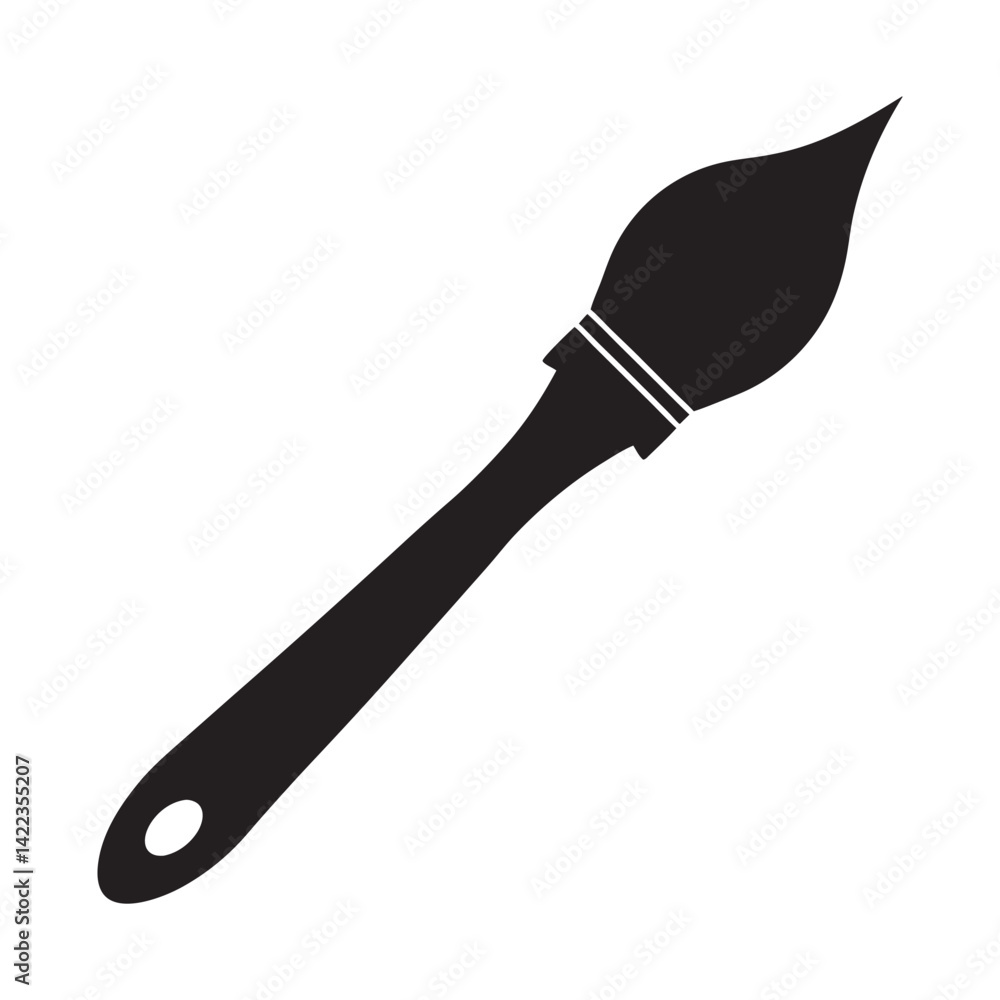 Fototapeta premium Black Round Paintbrush Silhouette Icon, Brush Icon, vector illustration