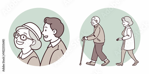 Evolution of primates to human cartoon illustration