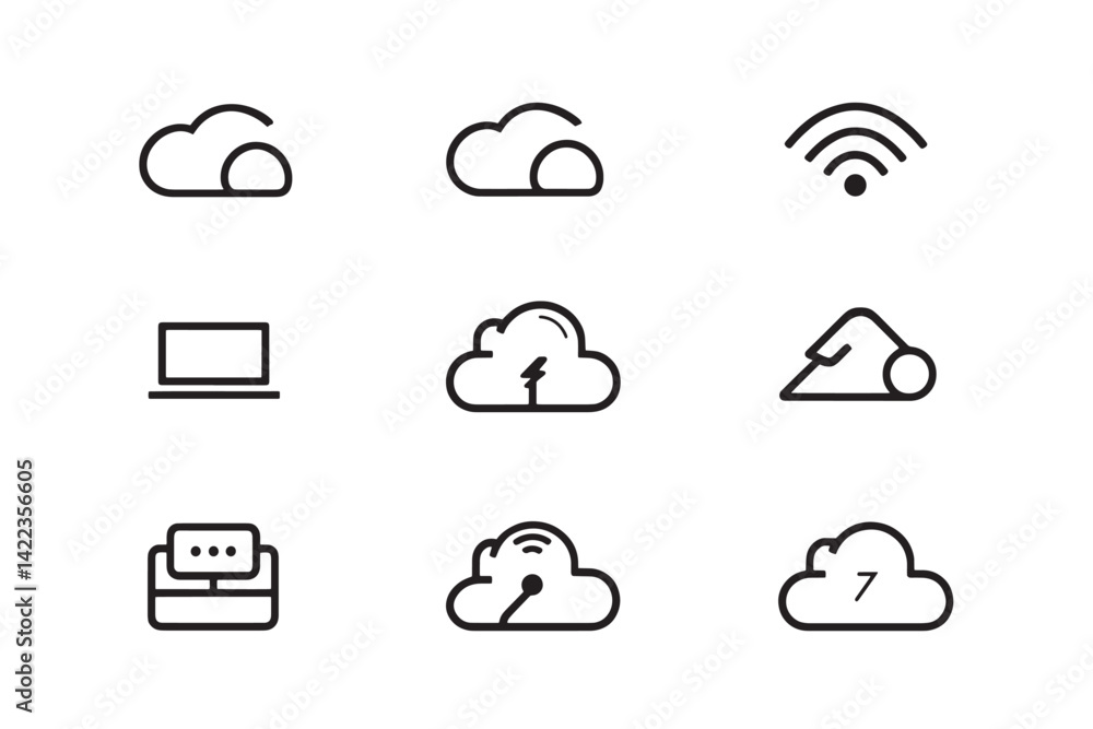 Cloud Storage Minimalist Line Art Icon Cloud Storage Minimalist Line Art Icon