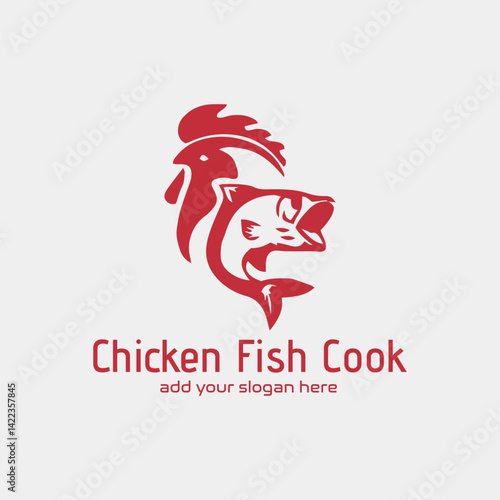 chicken fish restaurant logo design vector