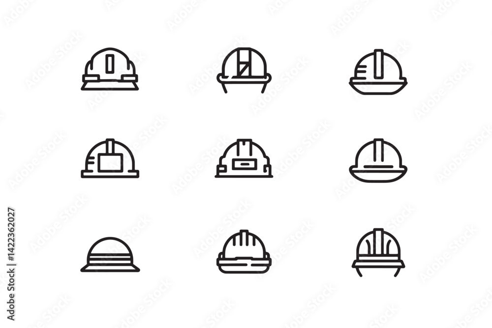 Fototapeta premium Construction Helmet Icon Ultra Minimalist 2D Art