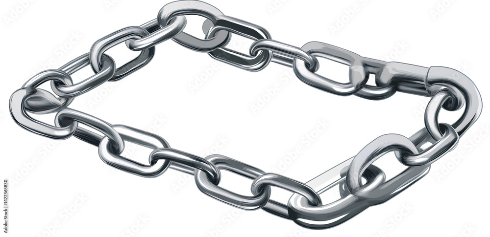 Fototapeta premium A wire carabiner frame, chrome color with no background, PNG transparent background