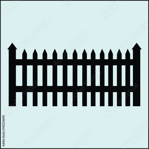 Silhouettes Set of Fence, Wooden