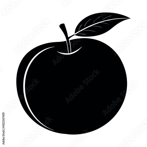 Vector illustration of a ripe red apple with a green leaf, isolated on white, representing fresh, healthy, and organic fruit