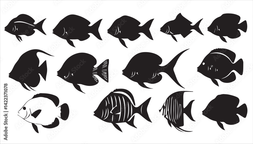 A group of fish silhouettes A group of fish silhouettes