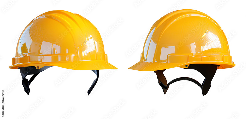 Hard hat, yellow in color, isolated on a transparent background. Cutout PNG with a white background Hard hat, yellow in color, isolated on a transparent background. Cutout PNG with a white background