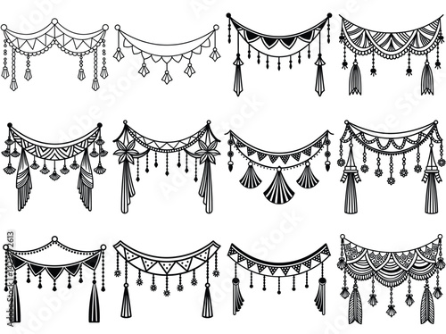 Drawn toran hanging silhouette vector illustration isolated on white background.