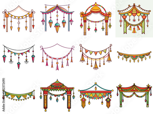 Drawn toran hanging vector illustration isolated on white background.