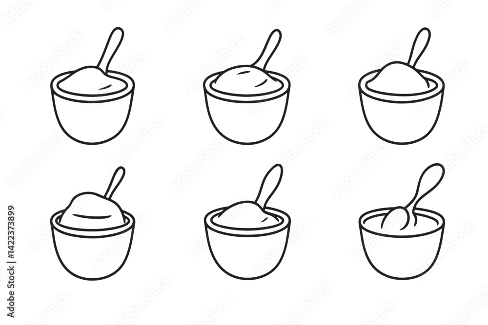 Fototapeta premium Custard thin stroke food shape icon