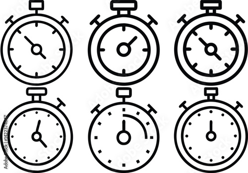 Stopwatch icon outline vector illustration isolated on white background.