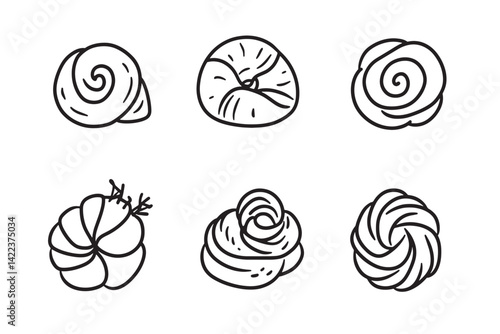 Minimal Line Art Danish Pastry