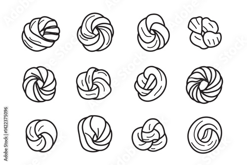 Outline Style Danish Pastry Design