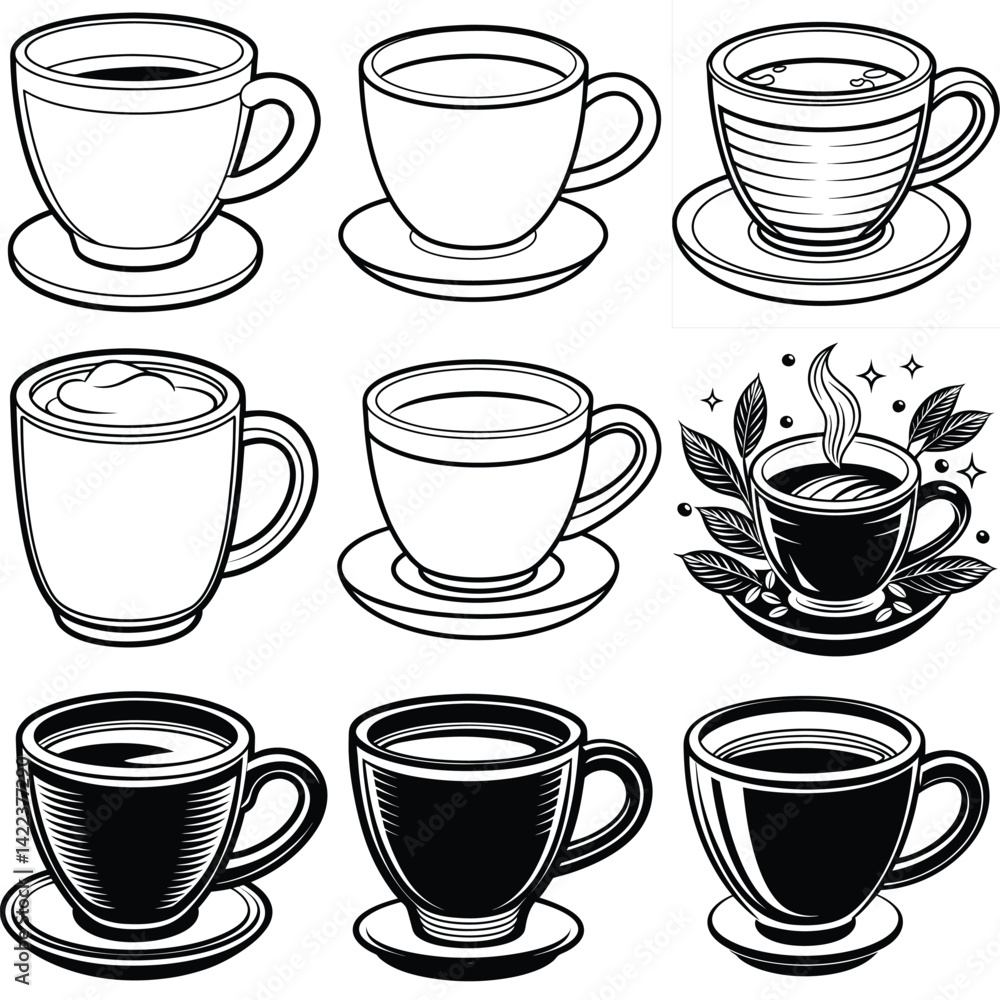 Coffee silhouette vector illustration isolated on white background. Coffee silhouette vector illustration isolated on white background.