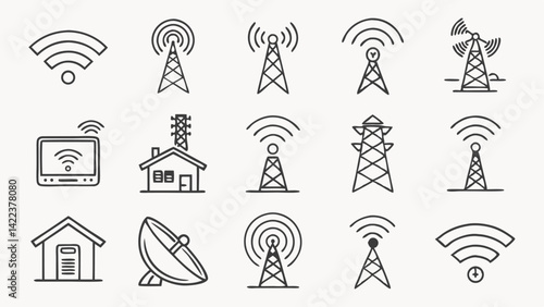 5g network line icon set  set of 30 outline icons .eps