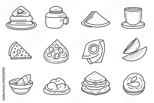 Crispy Dosa Food Minimalist Line Art