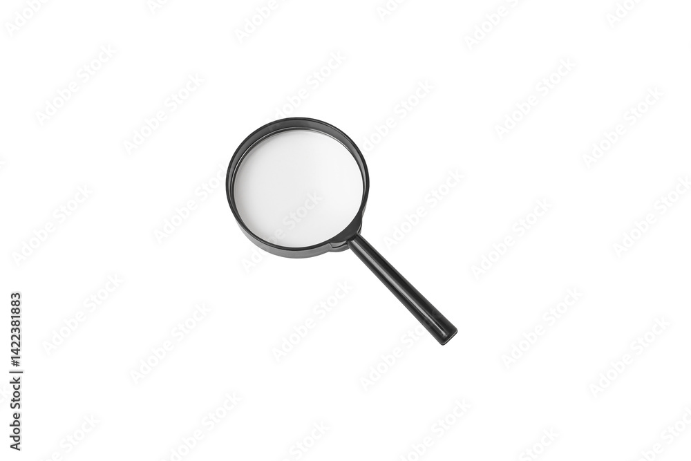 A black magnifying glass with a round lens with transparent background, viewed from above. The simple and clean design makes it suitable for educational, research, or detective-themed visuals. A black magnifying glass with a round lens with transparent background, viewed from above. The simple and clean design makes it suitable for educational, research, or detective-themed visuals.