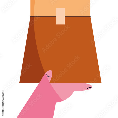 Flat Icon of Delivery Paper Bag in Hand
