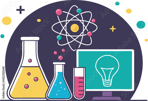Scientific Elements and Innovation Chemistry and Physics Illustration