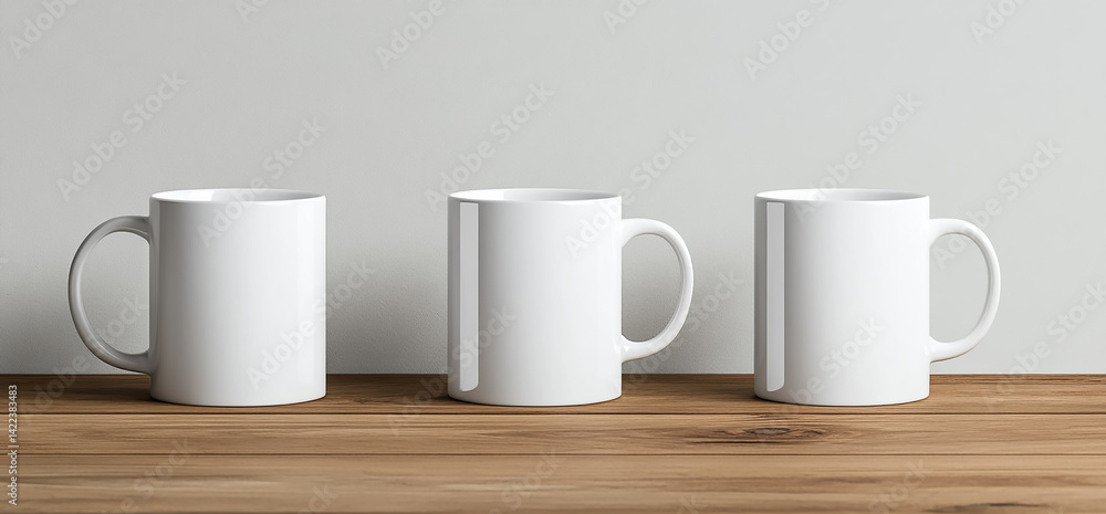 Photorealistic white mugs mockup showing front, side, and back angles isolated on white background for product mockup, logo design, and branding
Photorealistic white mugs mockup showing front, side, and back angles isolated on white background for product mockup, logo design, and branding