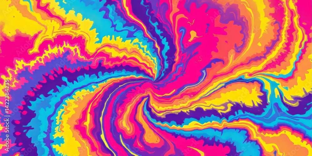 Colorful retro psychedelic tie-dye swirl in red, yellow, blue, orange, and purple – bold, abstract, and fashionable Colorful retro psychedelic tie-dye swirl in red, yellow, blue, orange, and purple – bold, abstract, and fashionable