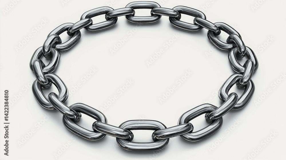 Fototapeta premium 3D Render of a Silver Metallic Circular Chain Link