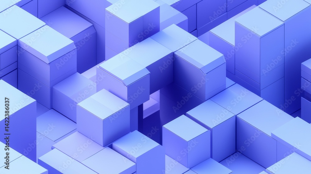 Dynamic 3D Abstract Render Purple and Blue Geometric Shapes Dynamic 3D Abstract Render Purple and Blue Geometric Shapes