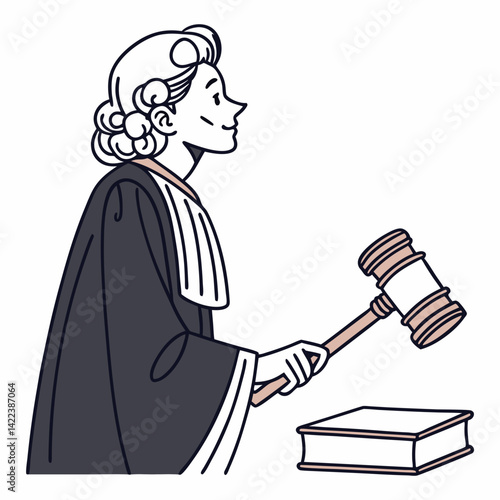 Cartoon Judge With Gavel Law And Justice Legal System Illustration