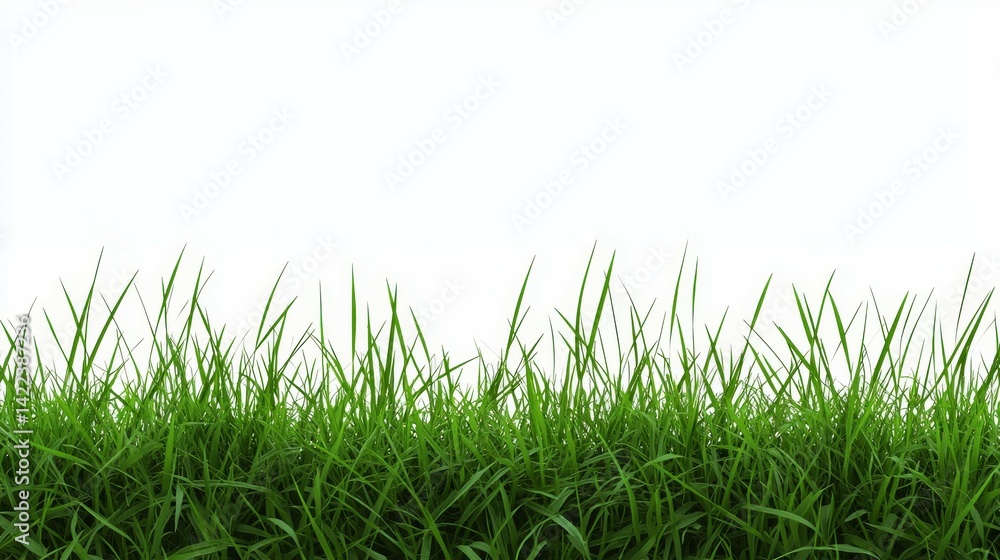 Obraz premium Lush Green Grass Isolated on White Background for Natural Aesthetic