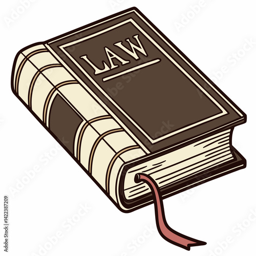 Vintage Styled Law Book Depicting Legal Concepts And Court Practices Illustration