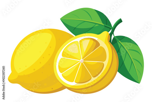 Yellow lemon vector. Lemon is a fruit that is sour and has high vitamin C. Helps to feel fresh.