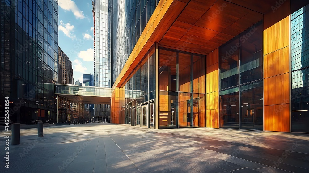 Spacious Open Atrium Office with Glass Facades and Greenery High Resolution Picture Spacious Open Atrium Office with Glass Facades and Greenery High Resolution Picture