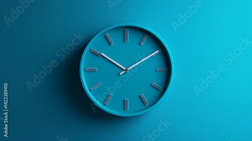Wallpaper Mural Trendy 3D Render of a Blue Wall Clock Against a Matching Blue Background Torontodigital.ca