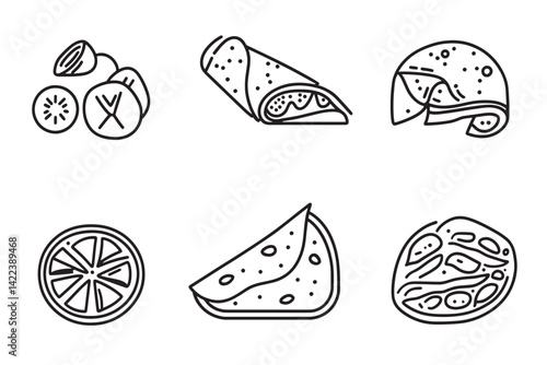 Enchiladas Minimalist 2D Line Art Icon