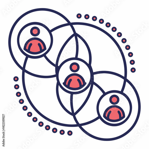 Connected People In Network With Circles Representing Communication And Social Interactions
