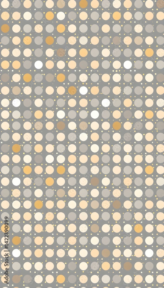 Subtle geometric grid of small, delicate circles in gray, beige, and gold tones, forming a minimalist, seamless pattern ideal for modern, elegant phone wallpapers