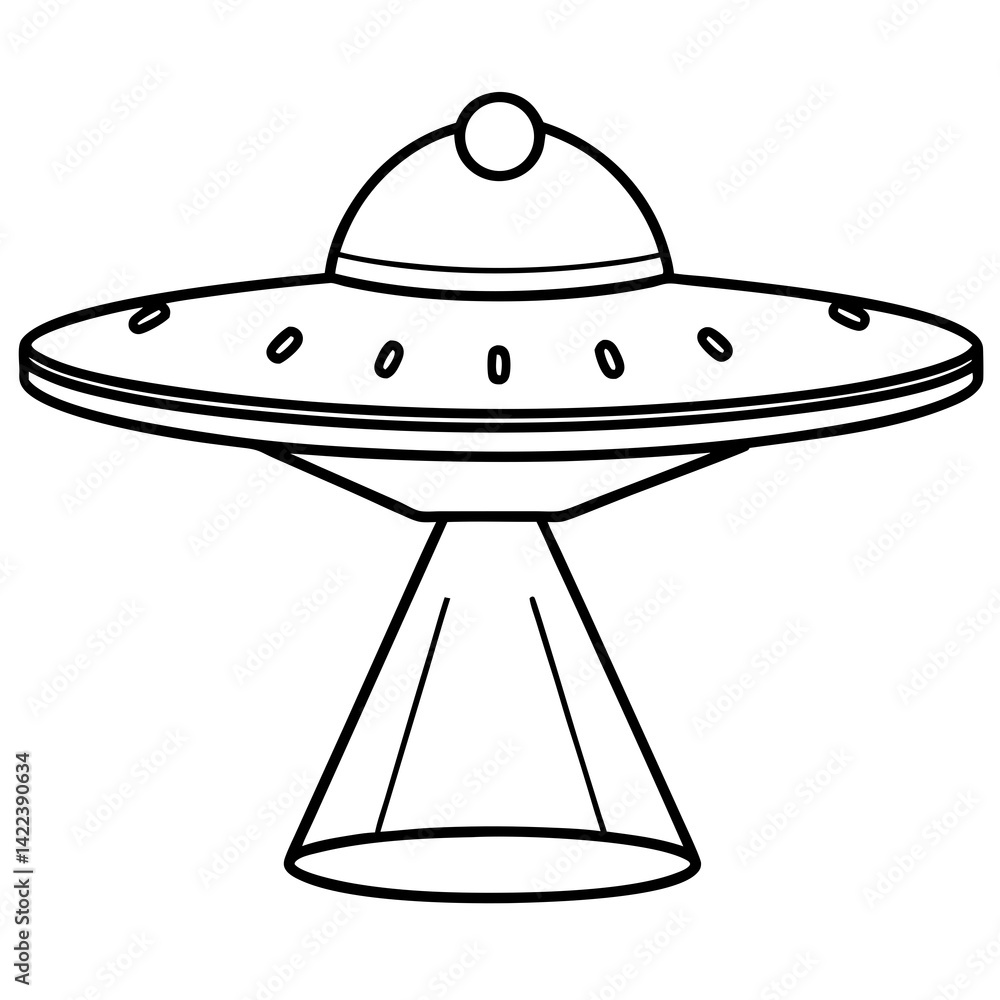 Simple Black And White Line Art Illustration Of A Flying Saucer Ufo Simple Black And White Line Art Illustration Of A Flying Saucer Ufo