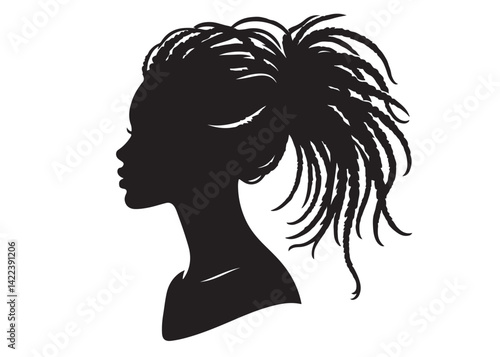 vector set of afro american woman logo head, african beauty woman vector logo design, Black girl faces with stylish afro hairstyle, woman afro black face, African american woman hairstyle vector	
