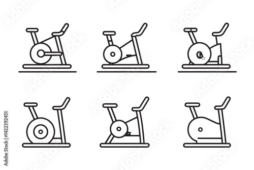Exercise Bike Simple 2D Line Drawing Art