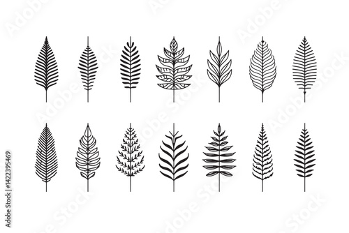 Simple Fern Fronds Minimalist Design