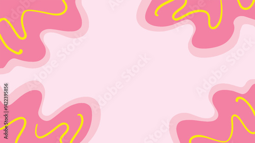 Abstract pink and yellow shapes frame a light background. cookies pastel