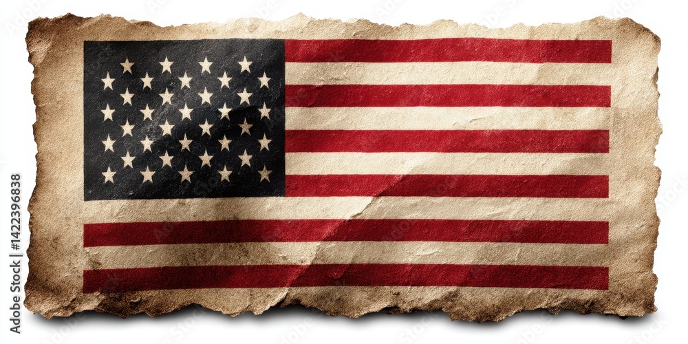 an old american flag on a piece of paper an old american flag on a piece of paper