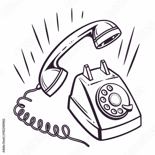 Vintage Rotary Phone Vector Illustration With Ringing Sound Effects