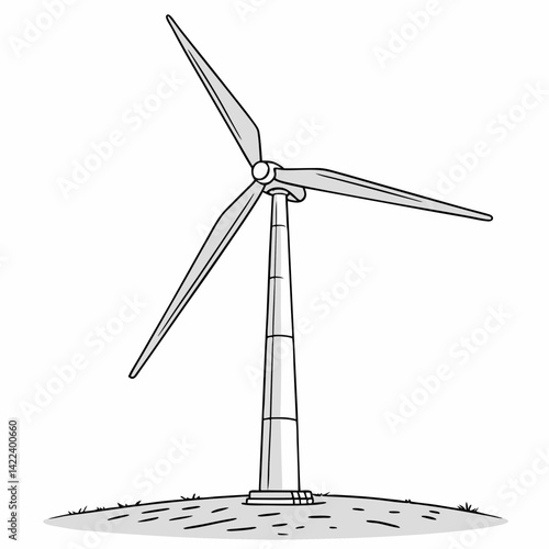 Simple Wind Turbine Illustration Generating Clean Power For A Sustainable Future