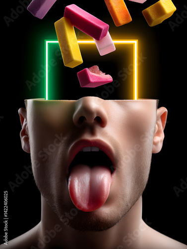 Creative Abstract Photo of Open Mind with Geometric Shapes