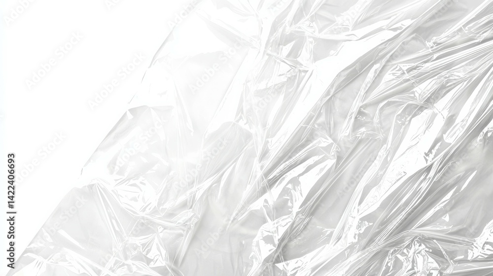 Obraz premium Crumpled Plastic Wrap Texture Overlay - Polyethylene Packaging Mockup for Vinyl or CD Cover Design ( Illustration)