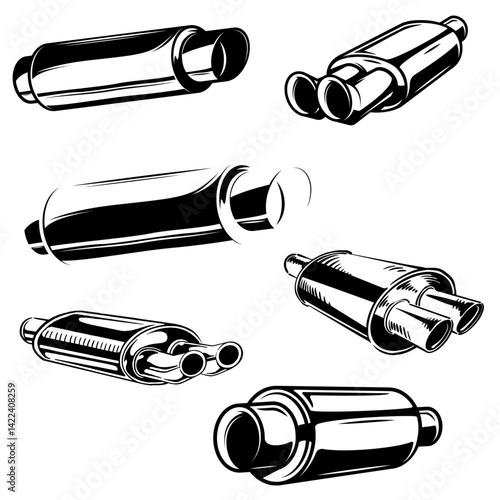  set of car exhaust tip icon