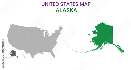 Alaska map of USA state. Alaska map vector illustration. Alaska vector map on white background.