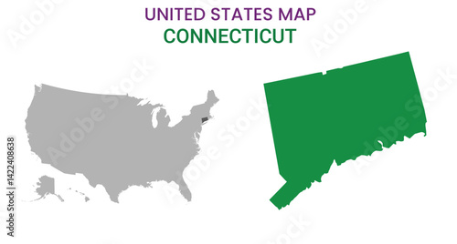 Connecticut map of USA state. Connecticut map vector illustration. Connecticut vector map on white background.