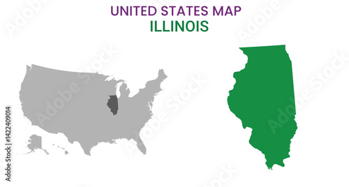 Illinois map of USA state. Illinois map vector illustration. Illinois vector map on white background.