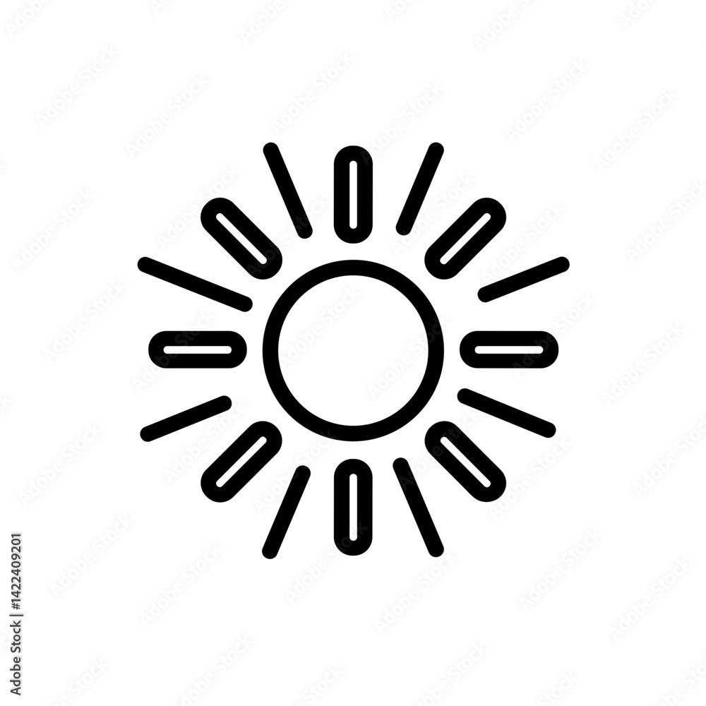 Minimalistic sun icon on a transparent background Minimalistic sun icon on a transparent background